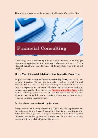 Ways to Get the Most From a Financial Planner