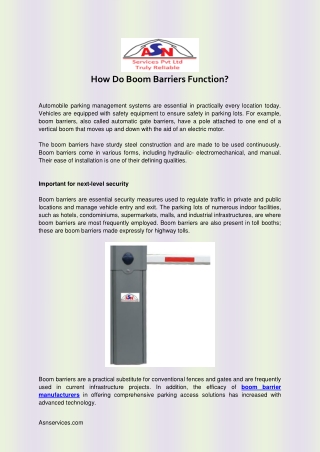 How Do Boom Barriers Function?