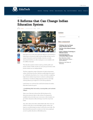 5 Reforms that Can Change Indian Education System