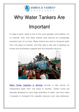 Water Tanker Suppliers In Mumbai Call-9867696717