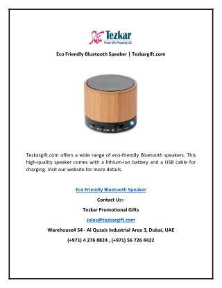 Eco Friendly Bluetooth Speaker | Tezkargift.com