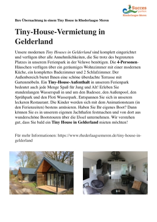 Ihre Ubernachtung in einem Tiny House in Rhederlaagse Meren