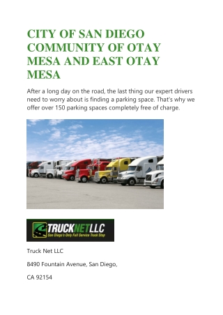 CITY OF SAN DIEGO COMMUNITY OF OTAY MESA AND EAST OTAY MESA