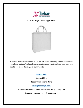Cotton Bags | Tezkargift.com