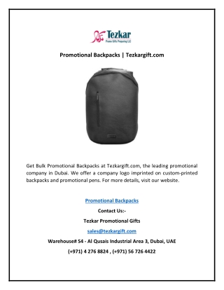 Promotional Backpacks | Tezkargift.com