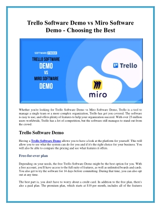 Trello Software Demo vs Miro Software Demo - Choosing the Best