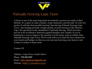 Palisade Fencing Cape Town