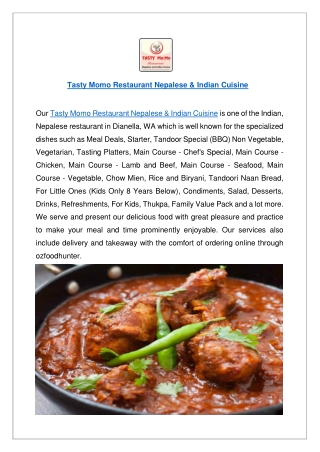 Up to 10% Off - Tasty Momo Indian Restaurant menu