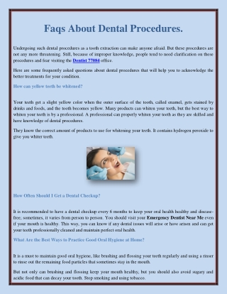 Faqs About Dental Procedures.
