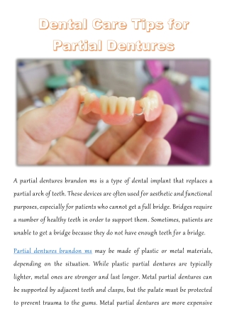 Dental Care Tips for Partial Dentures