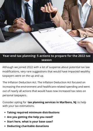 Year-end tax planning: 5 actions to prepare for the 2022 tax season