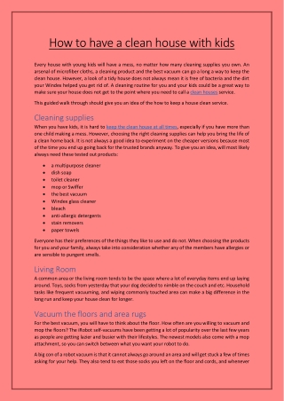 How to have a clean house with kids