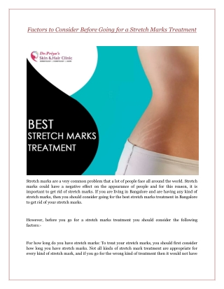 Factors to Consider Before Going for a Stretch Marks Treatment