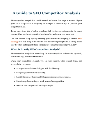 A Guide to SEO Competitor Analysis