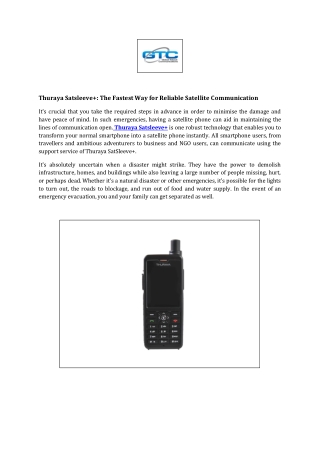 Thuraya Satsleeve : The Fastest Way for Reliable Satellite Communication