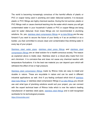 Benefits of using stainless steel tube fittings