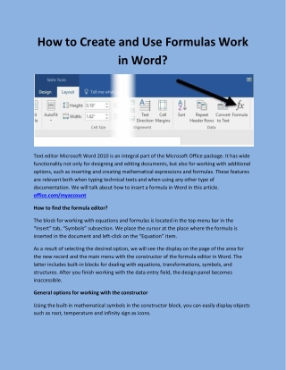 How to Create and Use Formulas Work in Word?