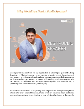 Why Would You Need A Public Speaker?