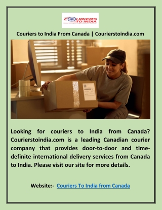 Couriers to India From Canada | Courierstoindia.com