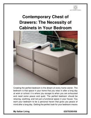 Contemporary Chest of Drawers- The Necessity of Cabinets in Your Bedroom