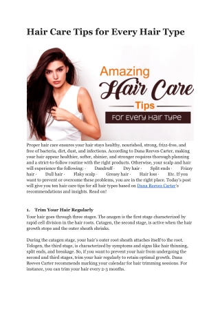 Hair Care Tips for Every Hair Type