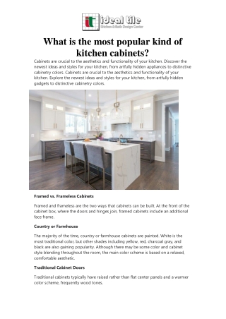 What is the most popular kind of kitchen cabinets - Ideal Tile