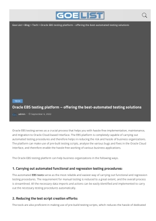 Oracle EBS testing platform – offering the best-automated testing solutions