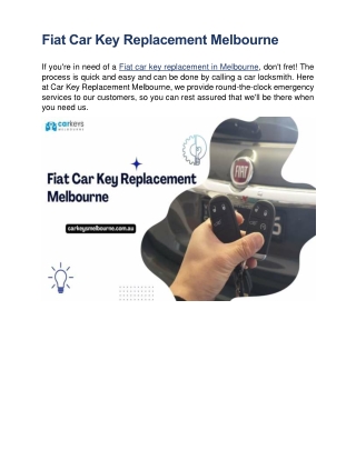 Fiat Car Key Replacement Melbourne