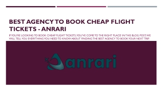 Best Agency to Book Cheap Flight Tickets - Anrari