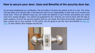 How to secure your door_ Uses and Benefits of the security door bar.