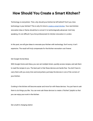 How Should You Create a Smart Kitchen_