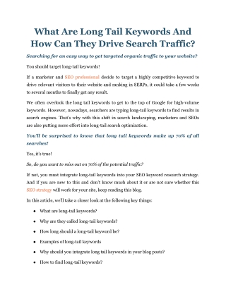 What Are Long Tail Keywords And How Can They Drive Search Traffic?
