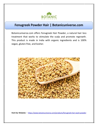 Fenugreek Powder Hair | Botanicuniverse.com