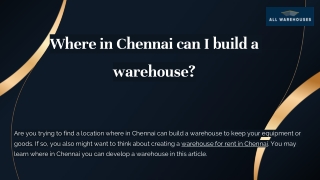 Where in Chennai can I build a warehouse_