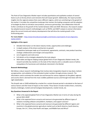 The Point of Care Diagnostics Market