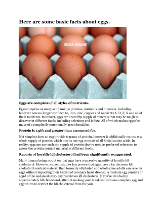 Here are some basic facts about eggs