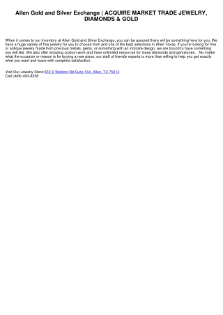 Allen Silver And Gold Exchange | PURCHASE MARKET TRADE FASHION JEWELRY, DIAMONDS & GOLD