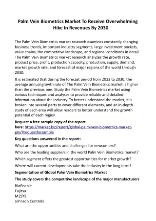 Palm Vein Biometrics Market Size