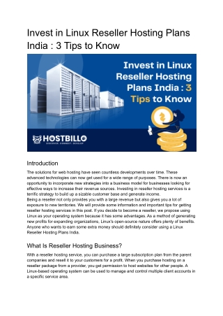 Invest in Linux Reseller Hosting Plans India _ 3 Tips to Know