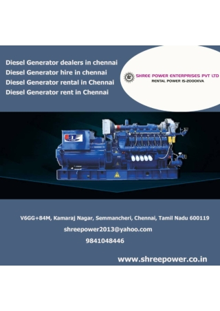 Diesel Generator rent in Chennai