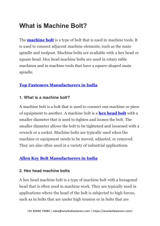 What is Machine Bolt