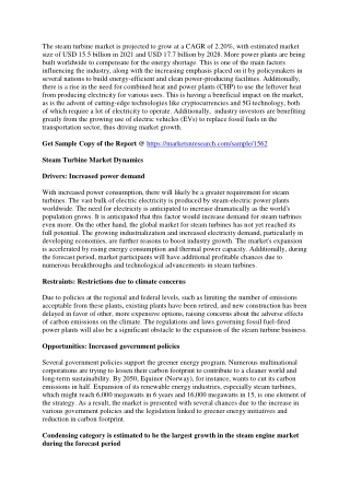 Steam Turbine Market  to Discern Steadfast Expansion During 2028