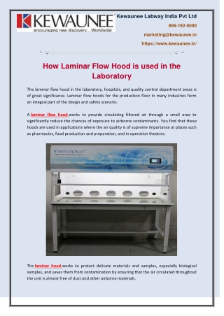 How Laminar Flow Hood is used in the Laboratory