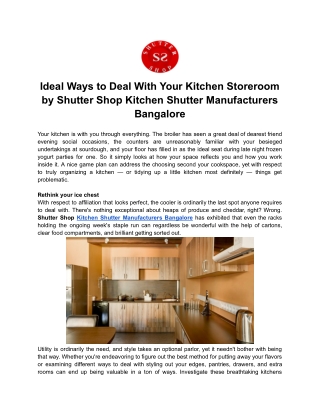 Ideal Ways to Deal With Your Kitchen Storeroom by Shutter Shop Kitchen Shutter Manufacturers Bangalore