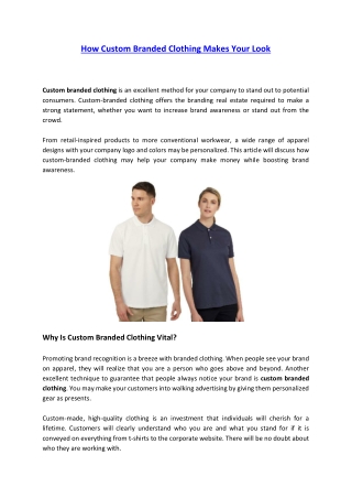How Custom Branded Clothing Makes Your Look