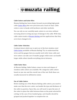Best Stainless Steel Cable Cutters | Muzata Railing