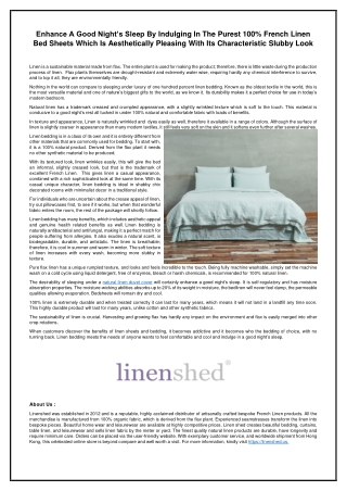 Enhance A Good Night’s Sleep By Indulging In The Purest 100% French Linen Bed Sheets Which Is Aesthetically Pleasing Wit