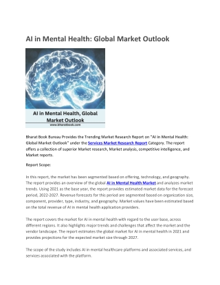 AI in Mental Health, Global Market Outlook