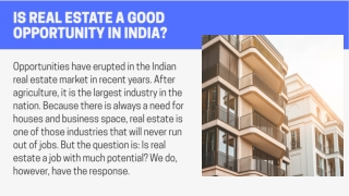 Is Real Estate a Good Opportunity in India?