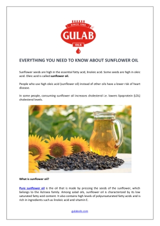 EVERYTHING YOU NEED TO KNOW ABOUT SUNFLOWER OIL